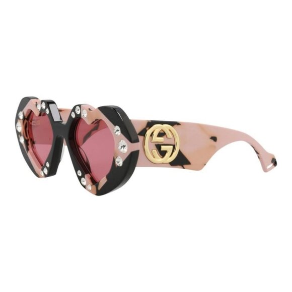 Gucci Womens Cat Eye Black Havana Red Fashion Designer Eyewear - Picture 1 of 4